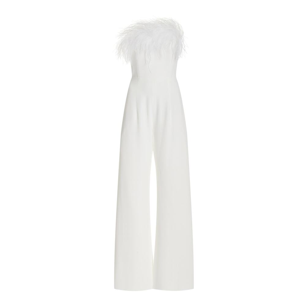16Arlington Feather Trimmed White Taree Jumpsuit Size UK 8 / US 4